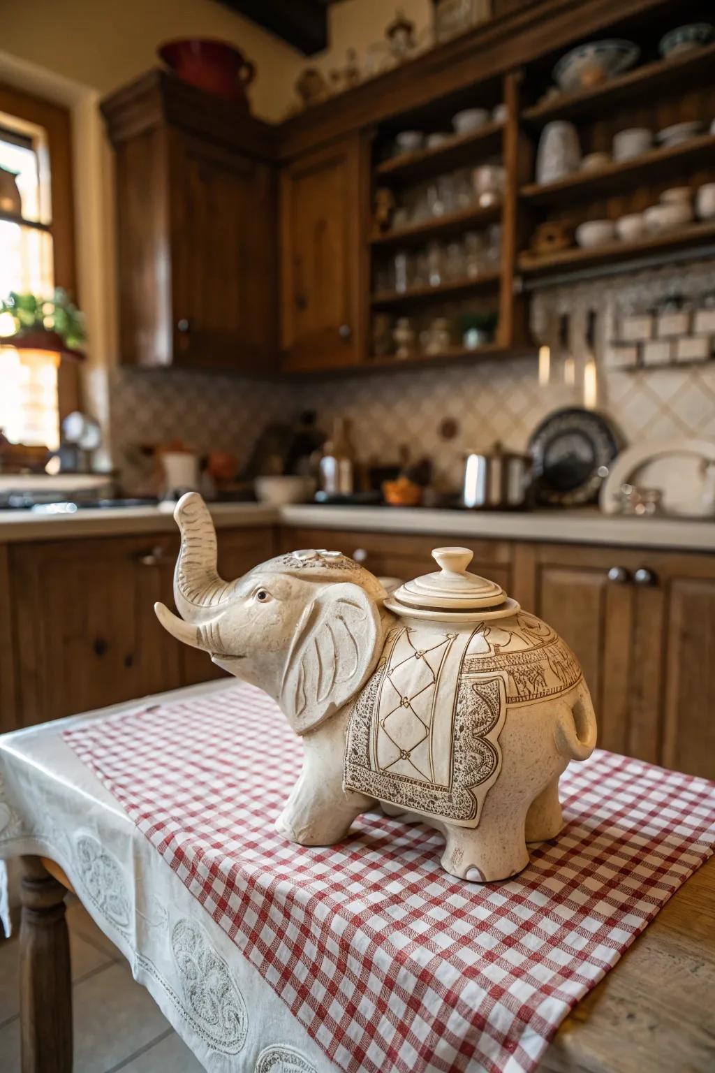 A whimsical, animal-inspired ceramic teapot brings a special charm to any social event.