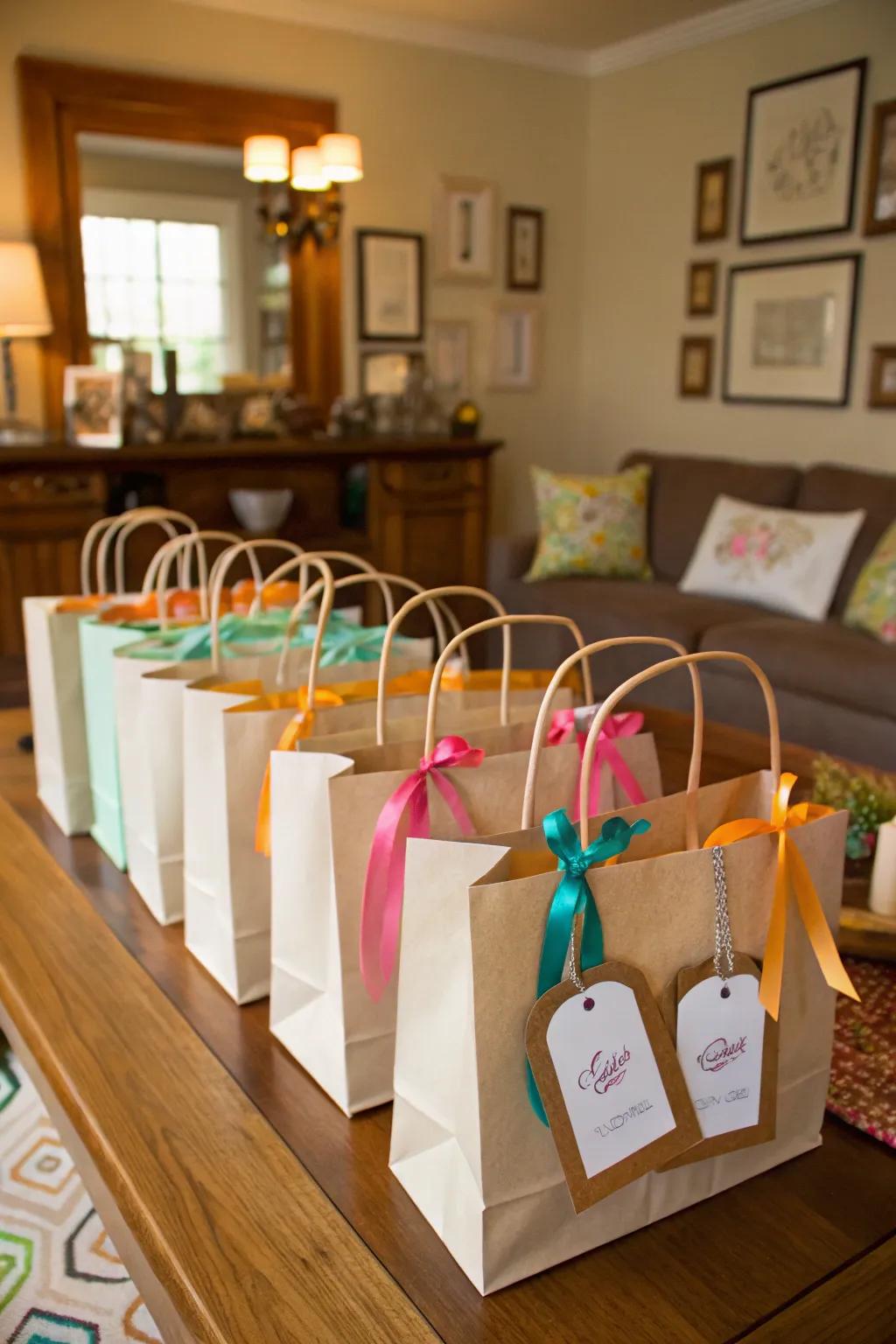 Refined paper bags featuring customized accents.