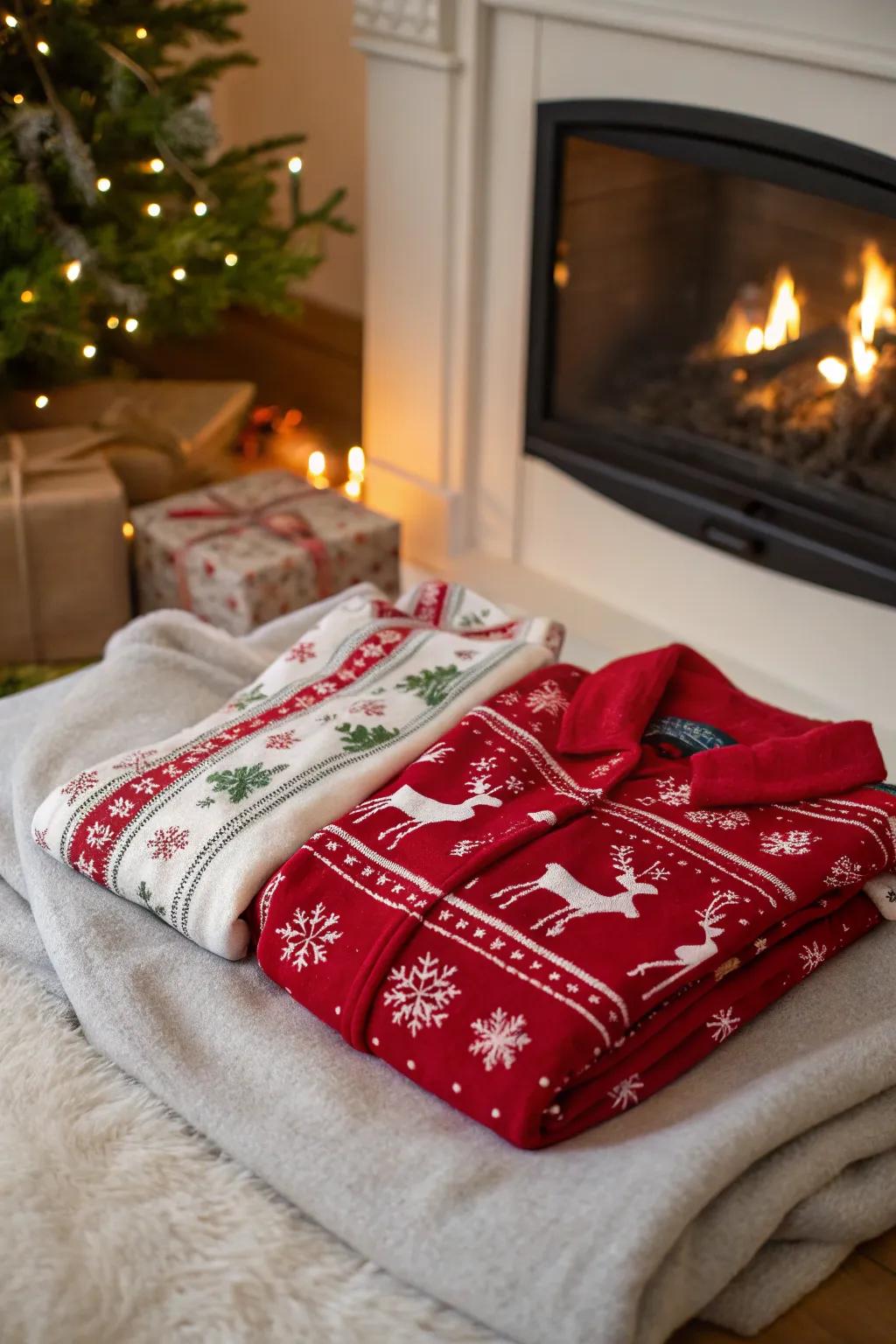 Holiday pajamas ready to bring warmth to your Christmas Eve.