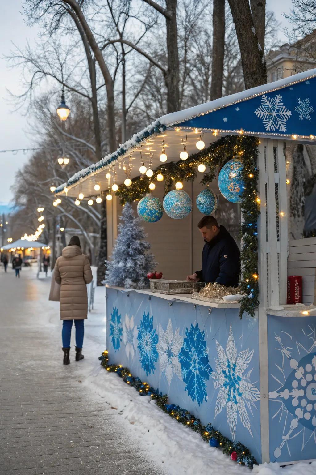 A tranquil Winter Retreat-themed stall embodies the spirit of the season.
