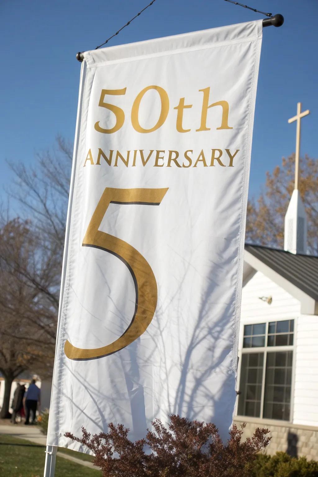 Spotlight the anniversary year with prominent numbers.