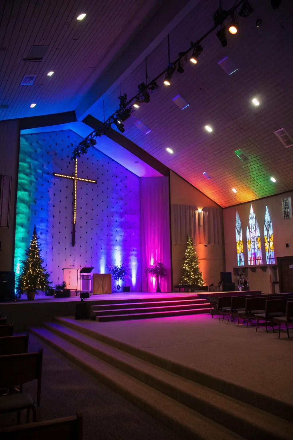 LED lights effortlessly transform the atmosphere of your church stage.