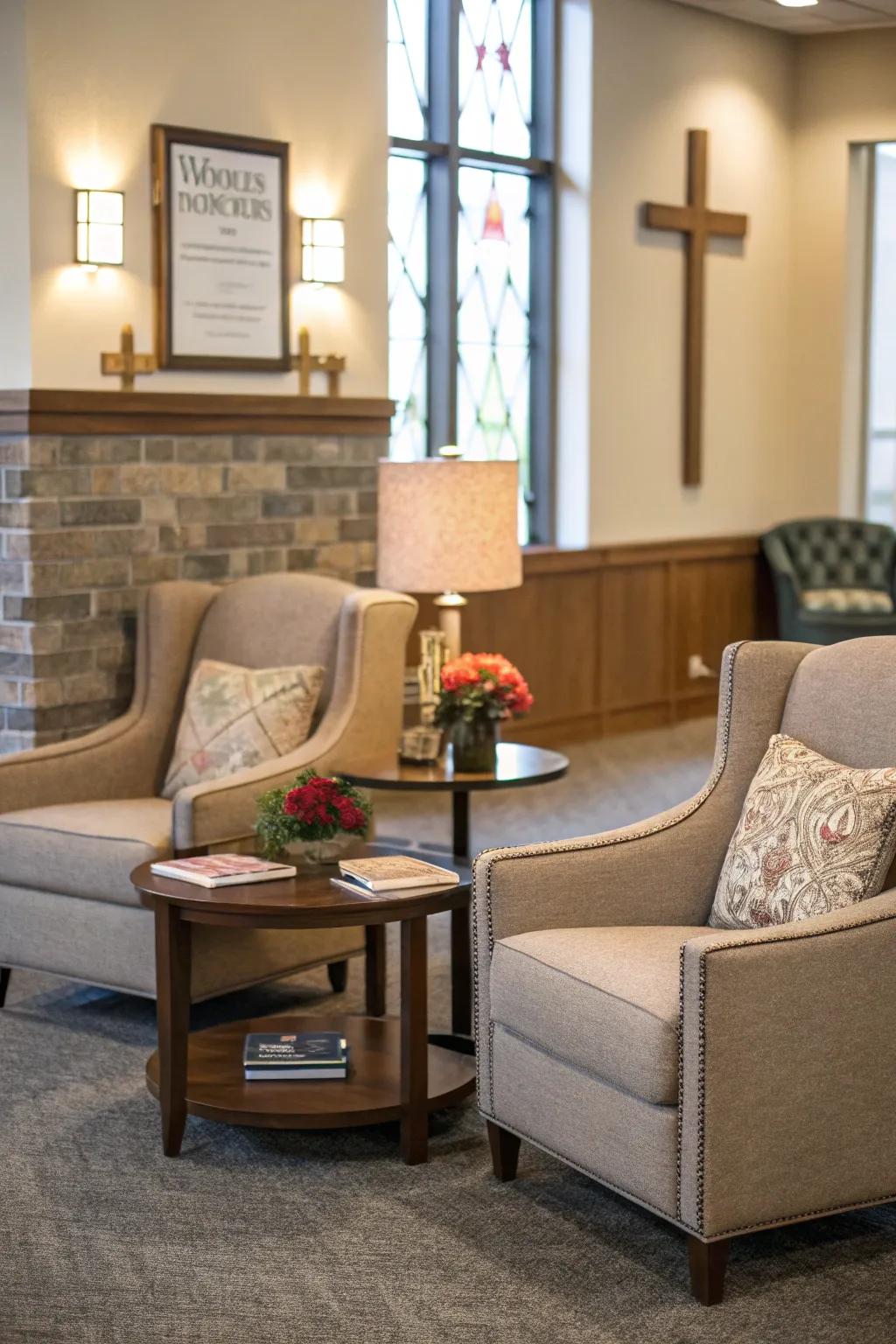 Inviting seating arrangements help visitors relax and linger longer.