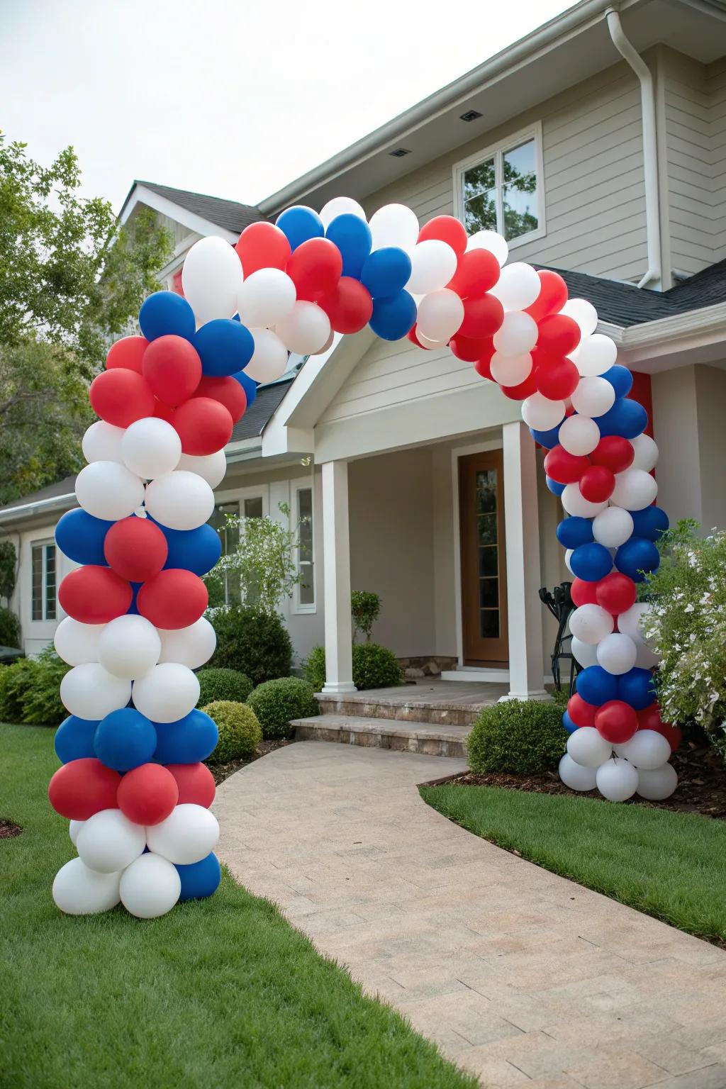An impressive balloon arch makes for a welcoming entrance.