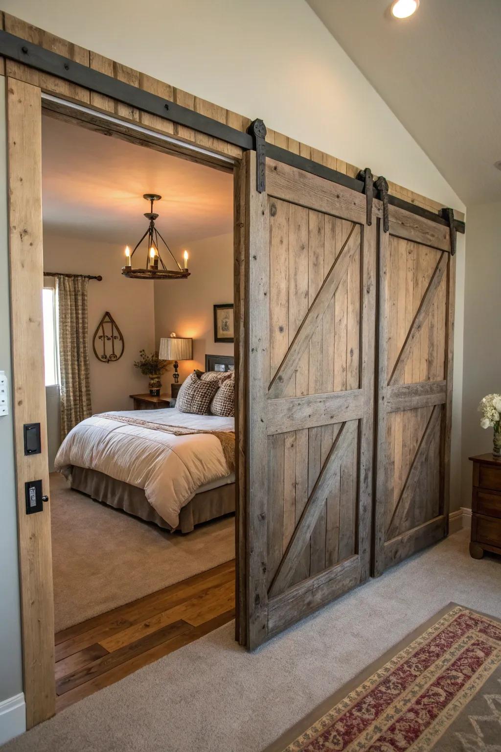 Sliding barn doors: where rustic charm meets functionality.