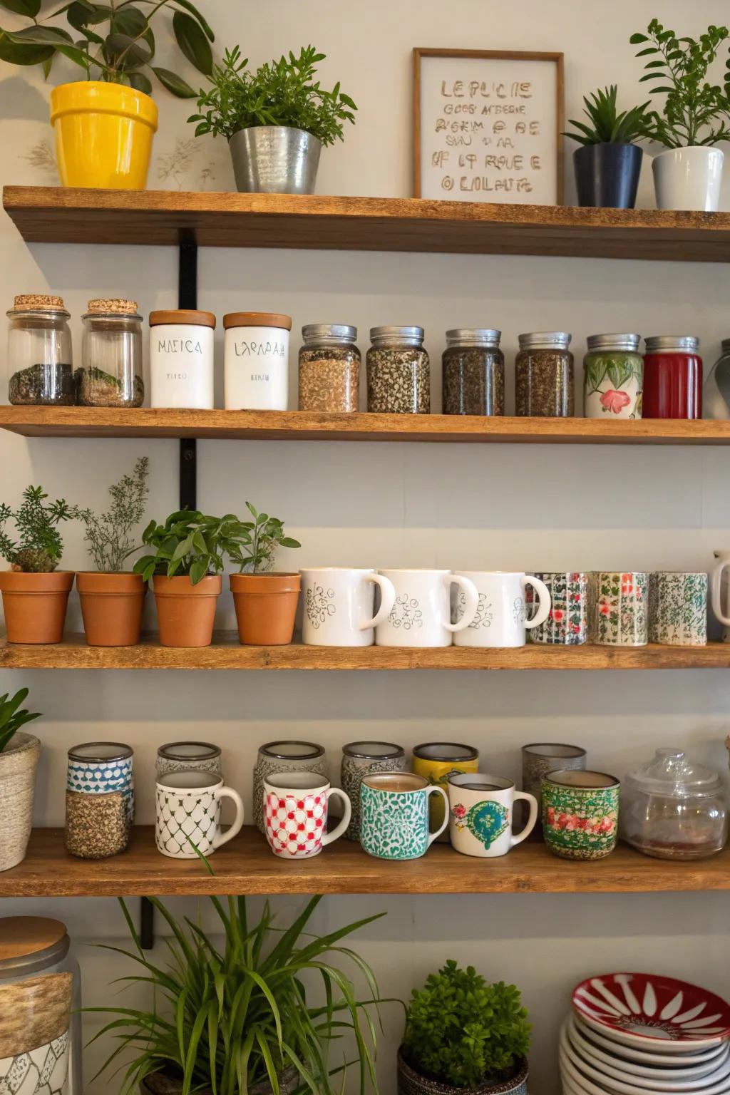 Open shelving infuses your coffee bar with character.