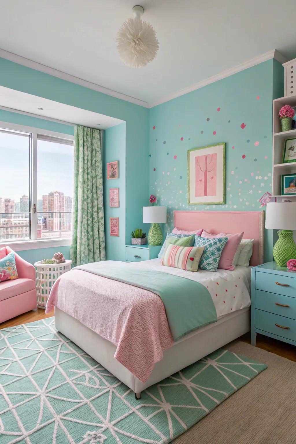 A daring color palette turns this bedroom into an animated sanctuary.