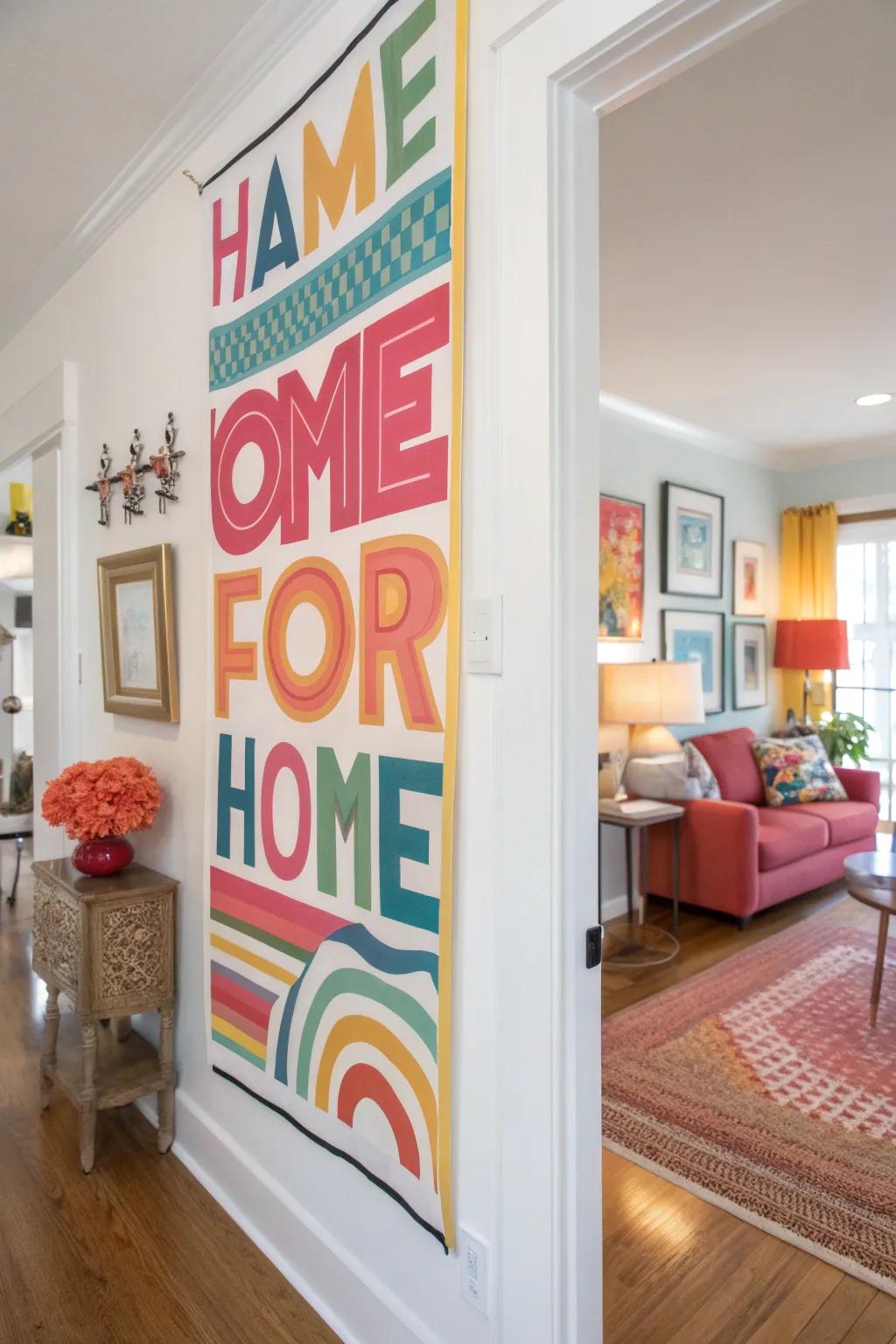 Striking typography poster making a statement on a vibrant wall.