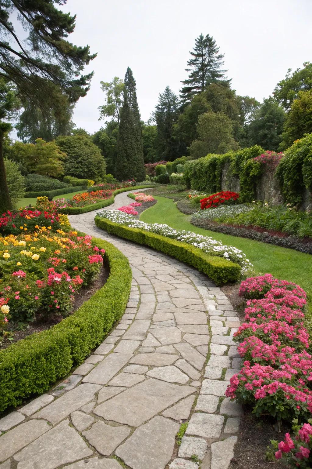 Stone pathways enhance the charm of business landscapes and beckon exploration.