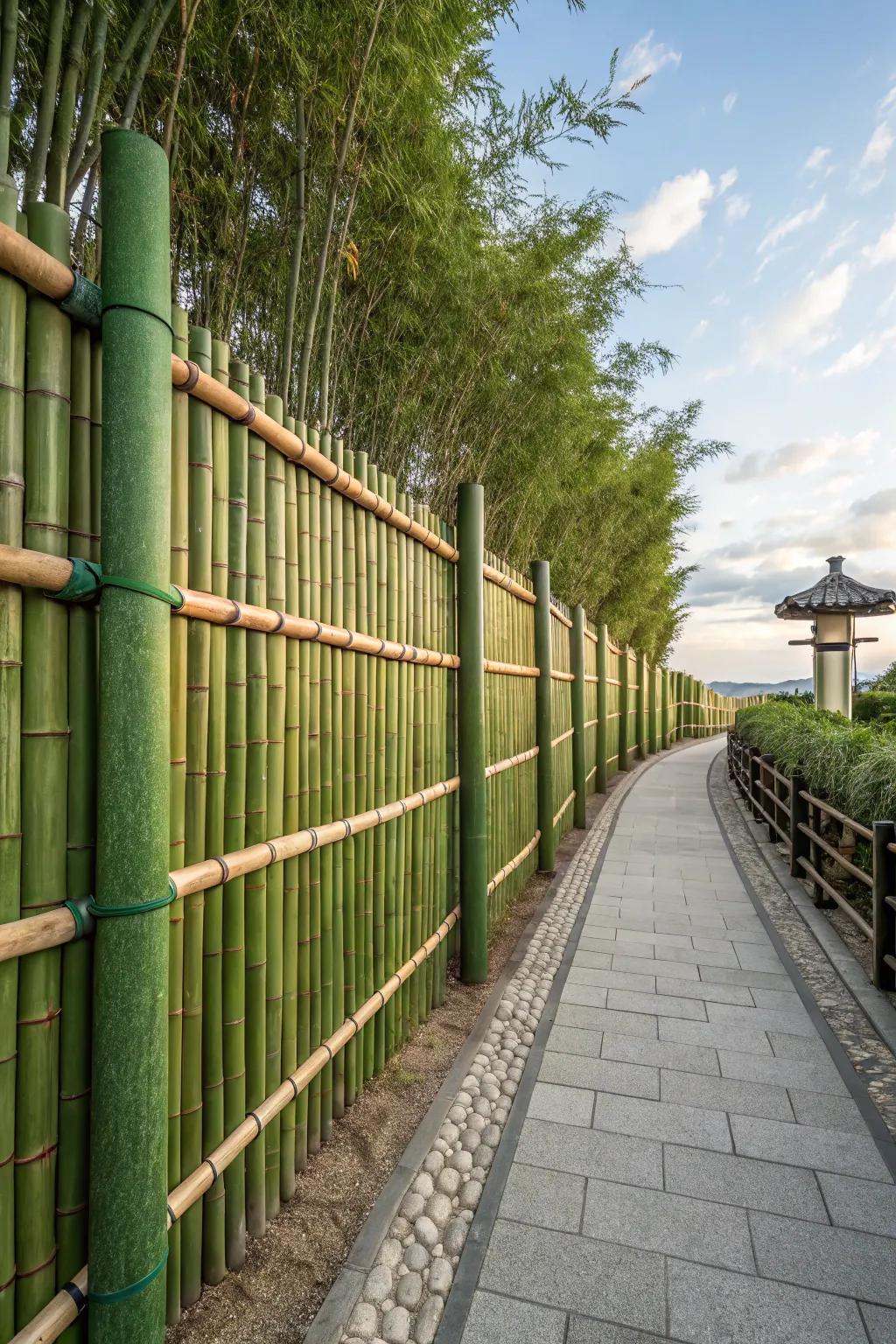 A peaceful bamboo fence provides privacy and serenity.