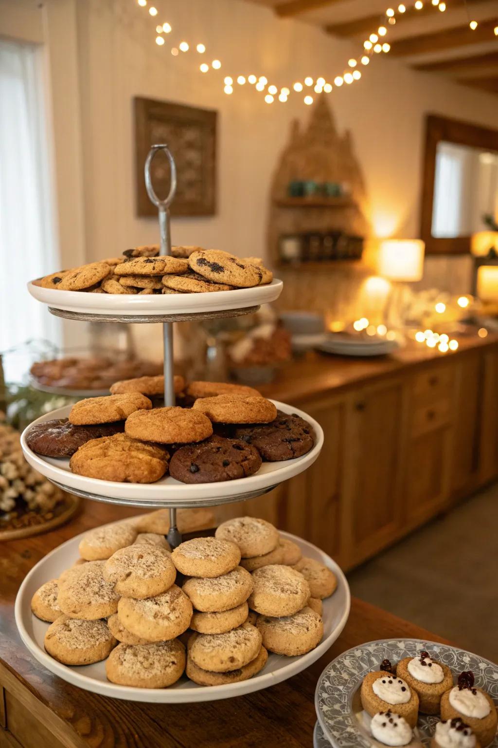 Tiered displays enhance the visual allure of your cookies.