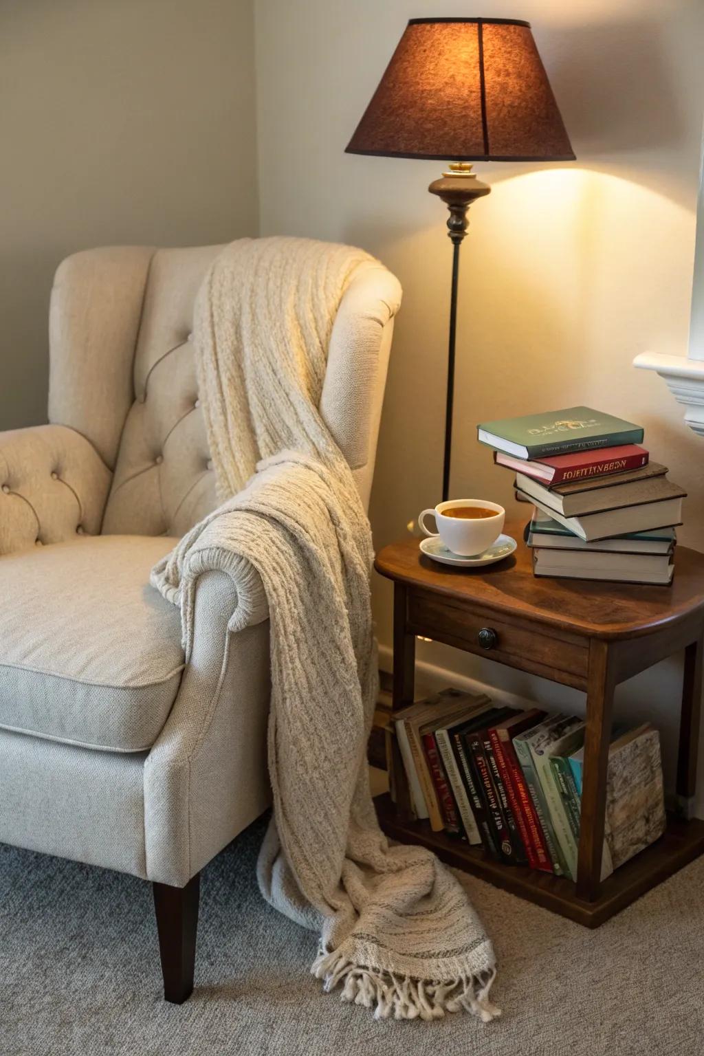 Transform corners into inviting reading nooks with just a few carefully chosen items.