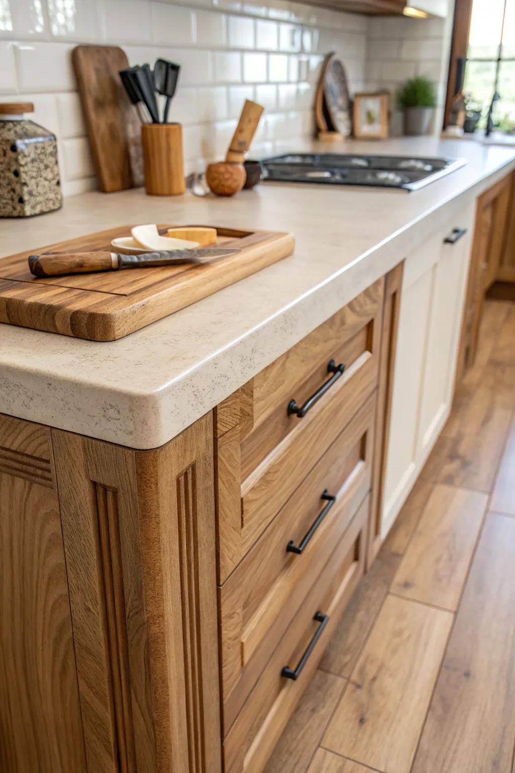 Inviting wood end treatments enhance the kitchen's inherent beauty.