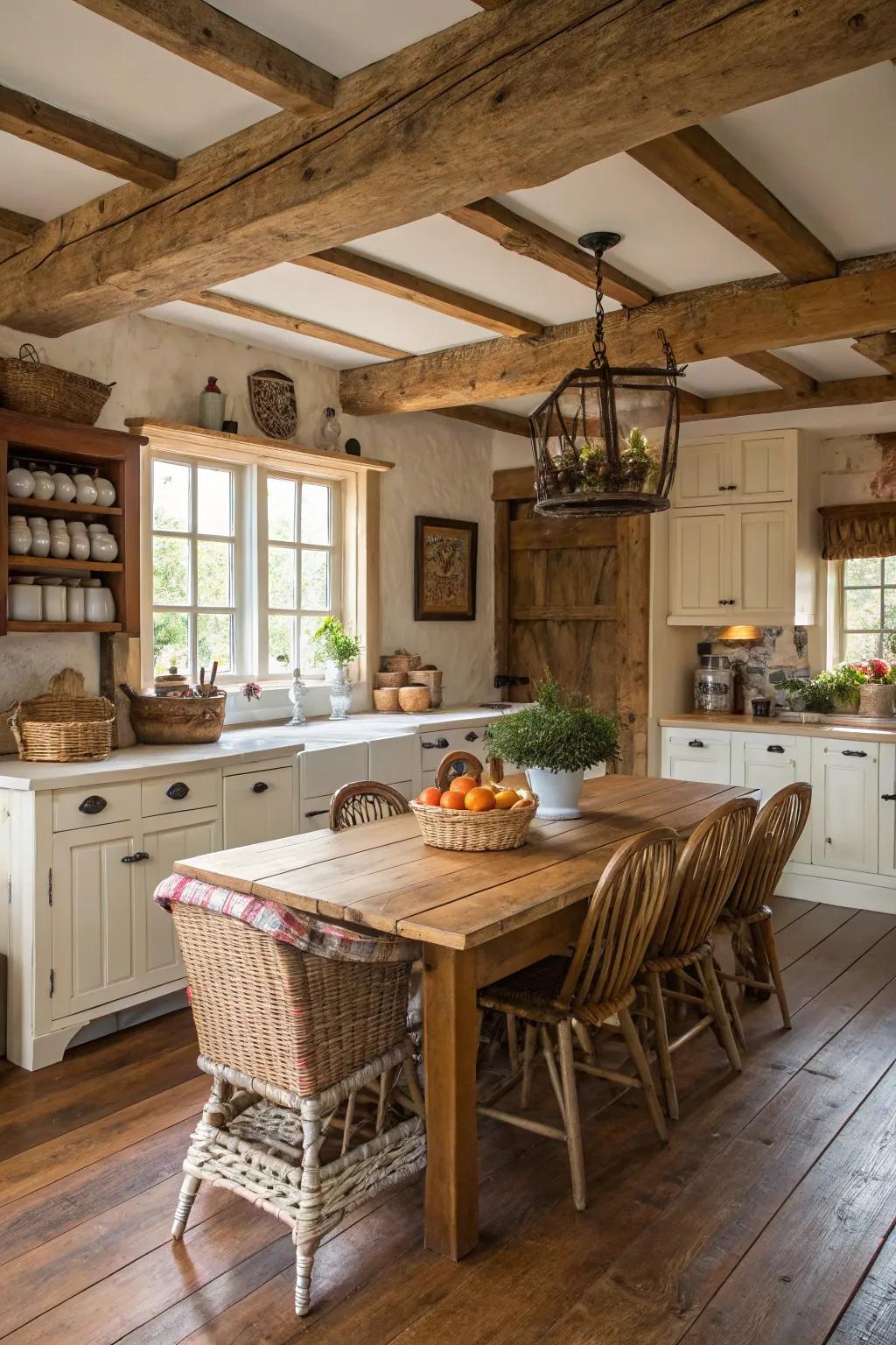 Unfinished wood elements add comfort and charm to your cooking area.