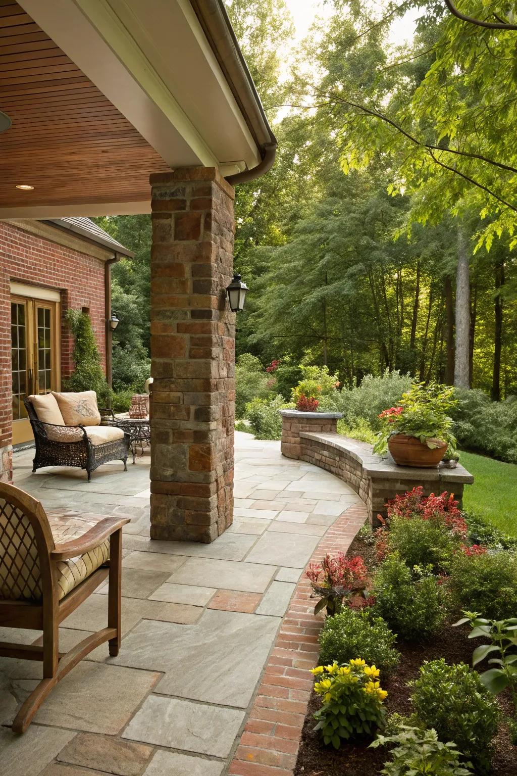 Natural stone and brick create a timeless countryside appeal.