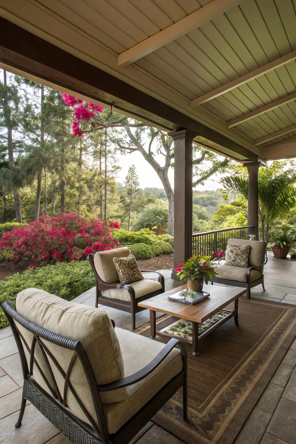 Craft a comfy seating area perfect for unwinding and socializing.