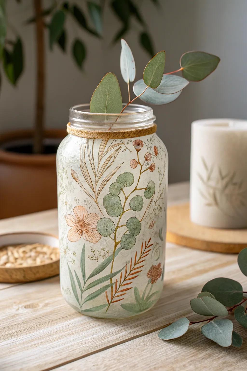 Change commonplace vessels into artistic decor with motifs inspired by nature. 🌿✨ #CraftsForAdults #ScandiBoho #DIYDecor