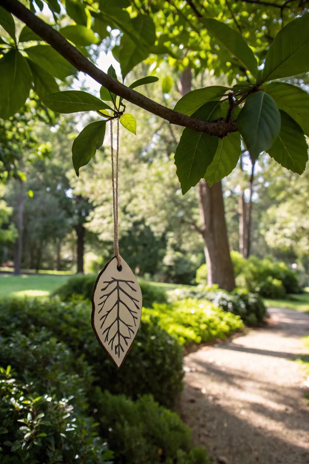 A leaf-shaped tag for an organic brand, perfectly aligned with nature.
