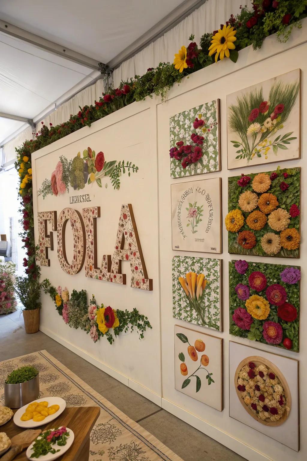 An imaginative vocabulary vista showcasing themed exhibits of flora and edibles