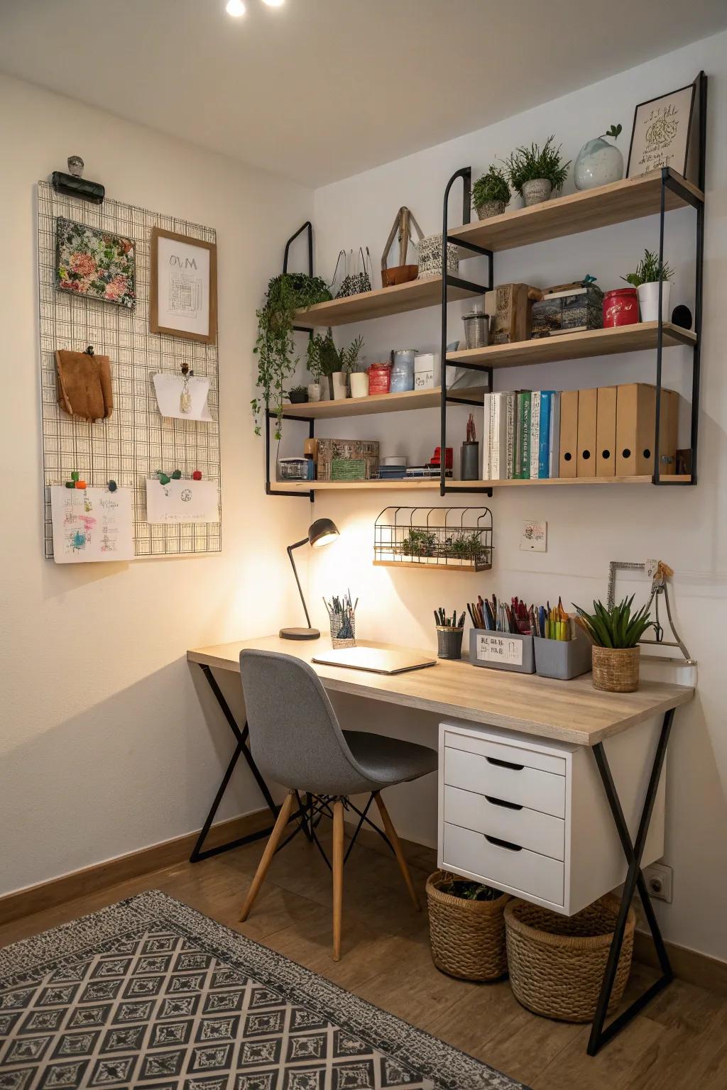 Unlock the full potential of your cubicle with clever shelving solutions.