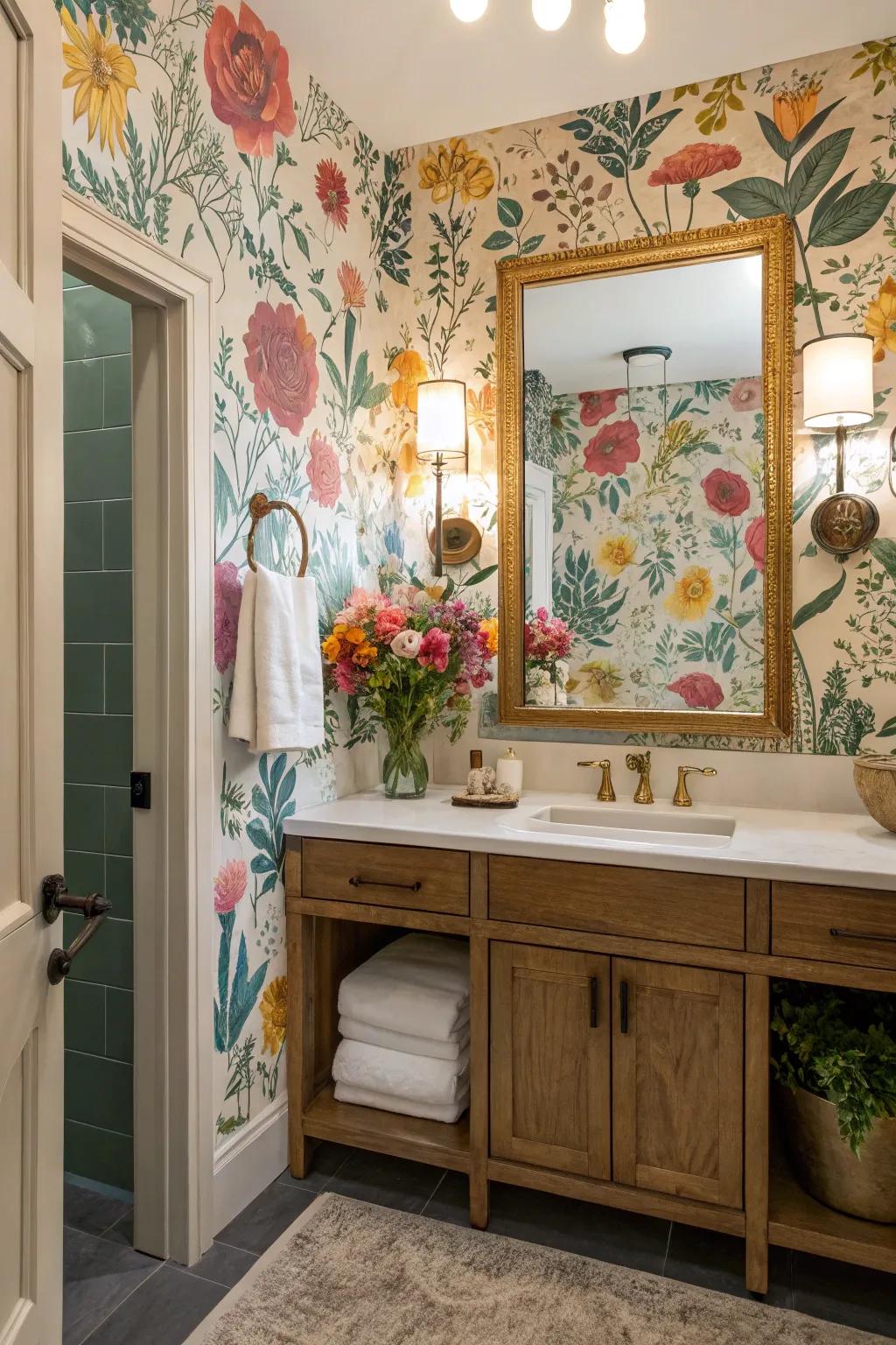 Botanical wall coverings introduce natural beauty and elegance to any bathroom space.