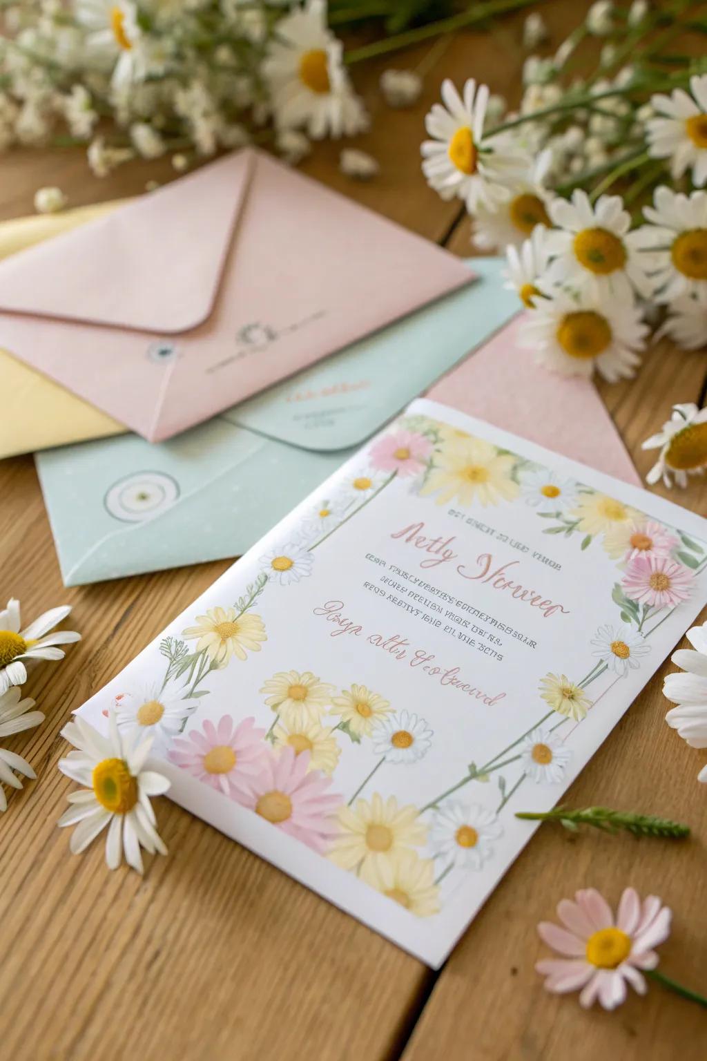 Build excitement with enchanting daisy-themed invitations.