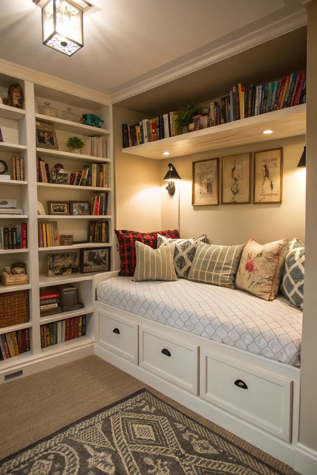 Make the most of your space with a daybed that has built-in shelves and storage.