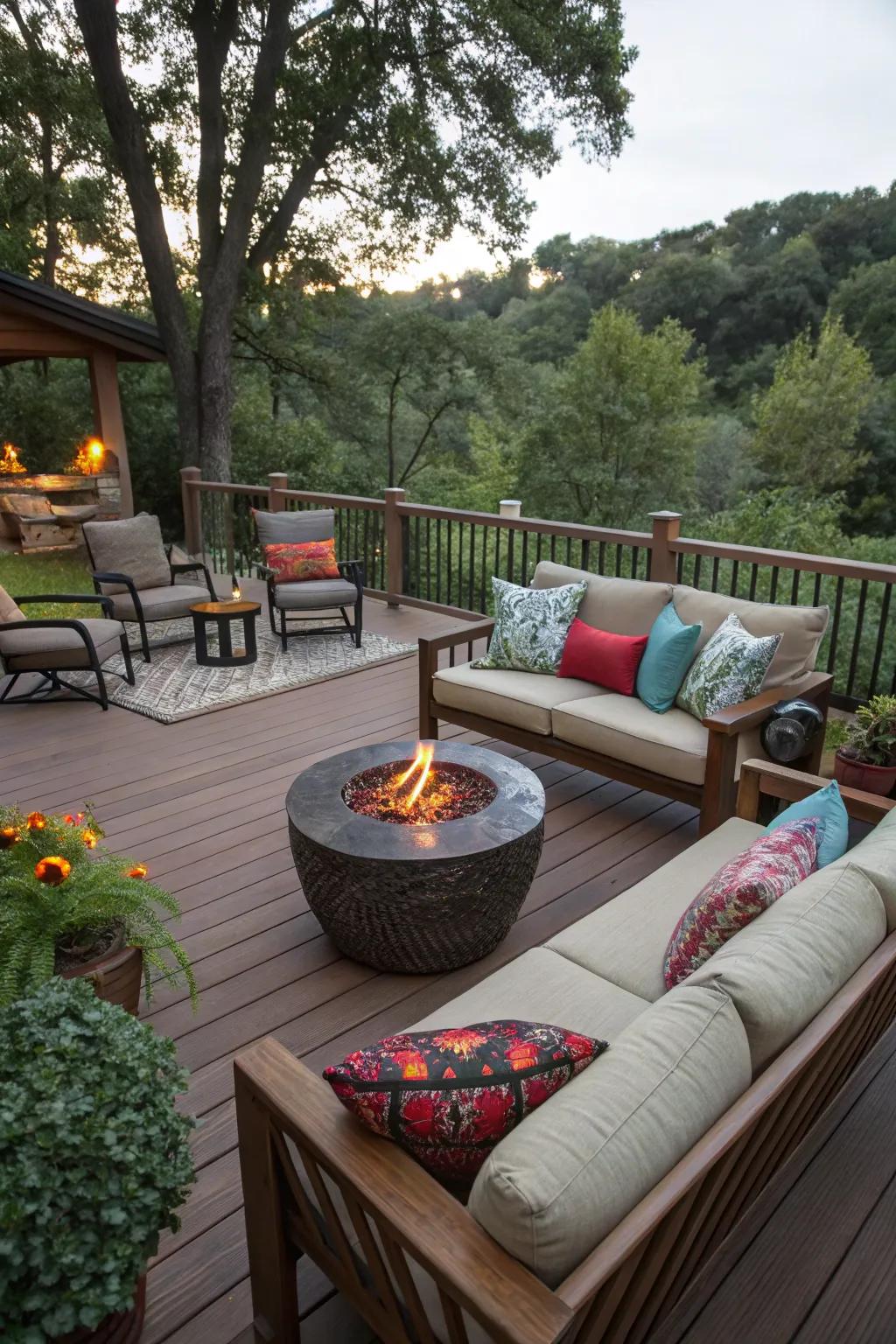 A comfortable seating area is ideal for cozy get-togethers.