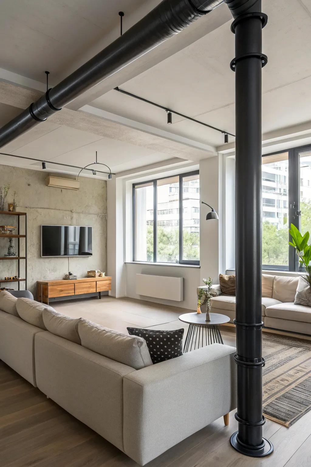 Minimalist plumbing covers offer a clean, modern aesthetic.