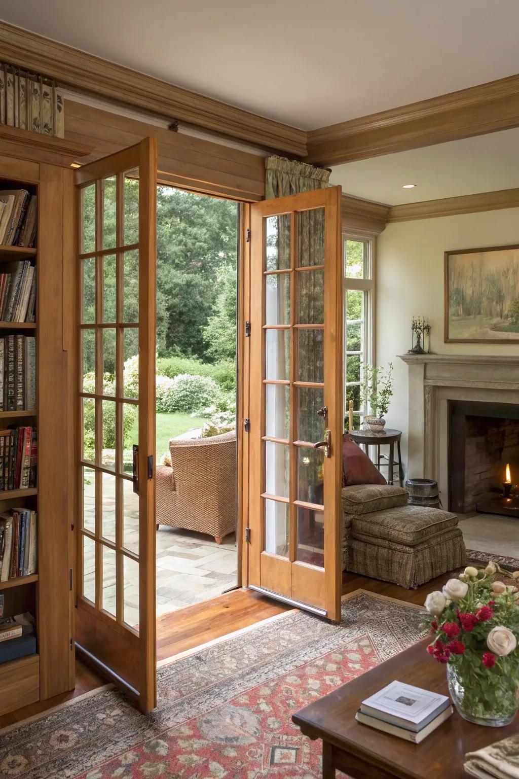 Paned doors add a dash of refinement to any den.