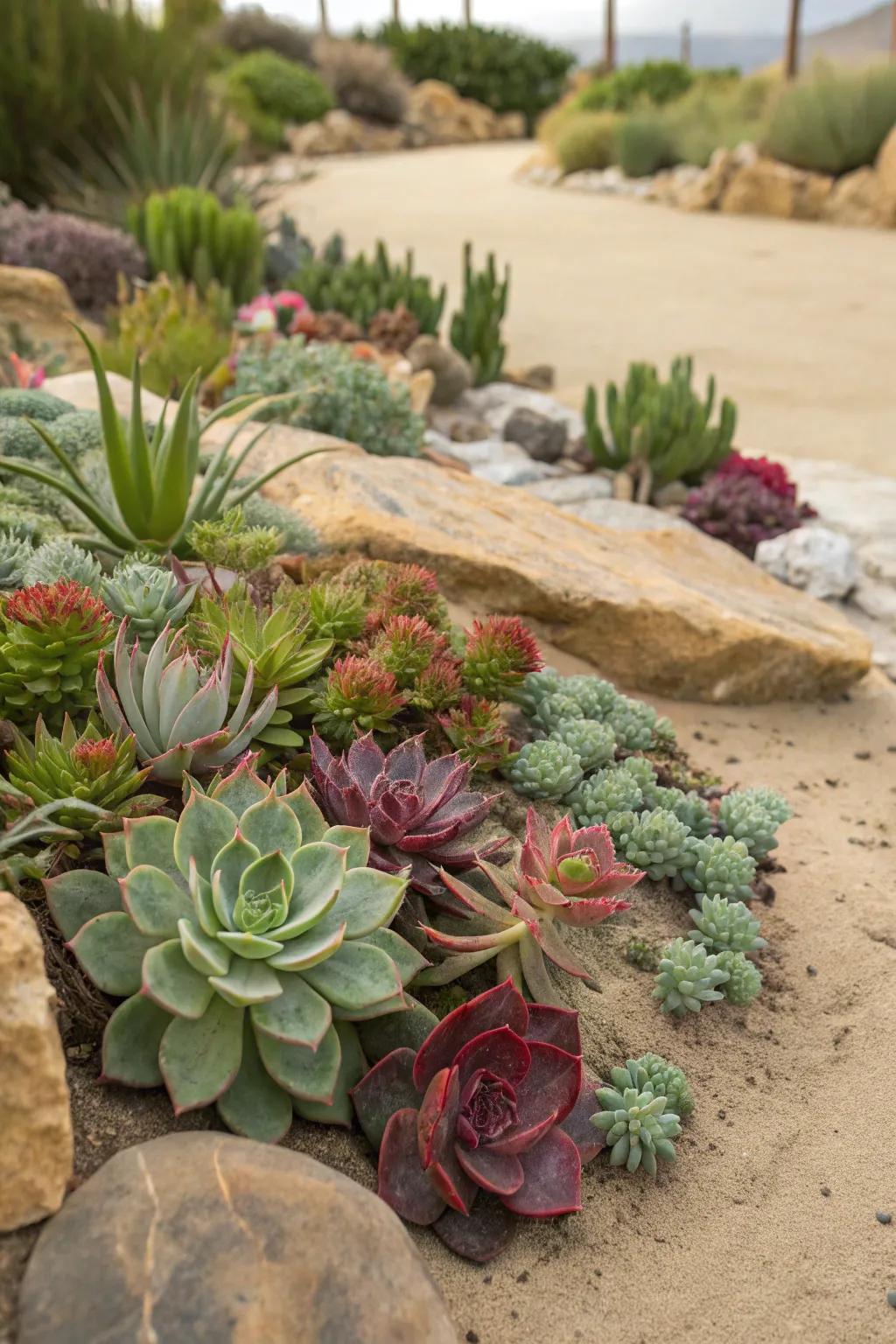 A vibrant collection of succulents breathes life into any desert environment.