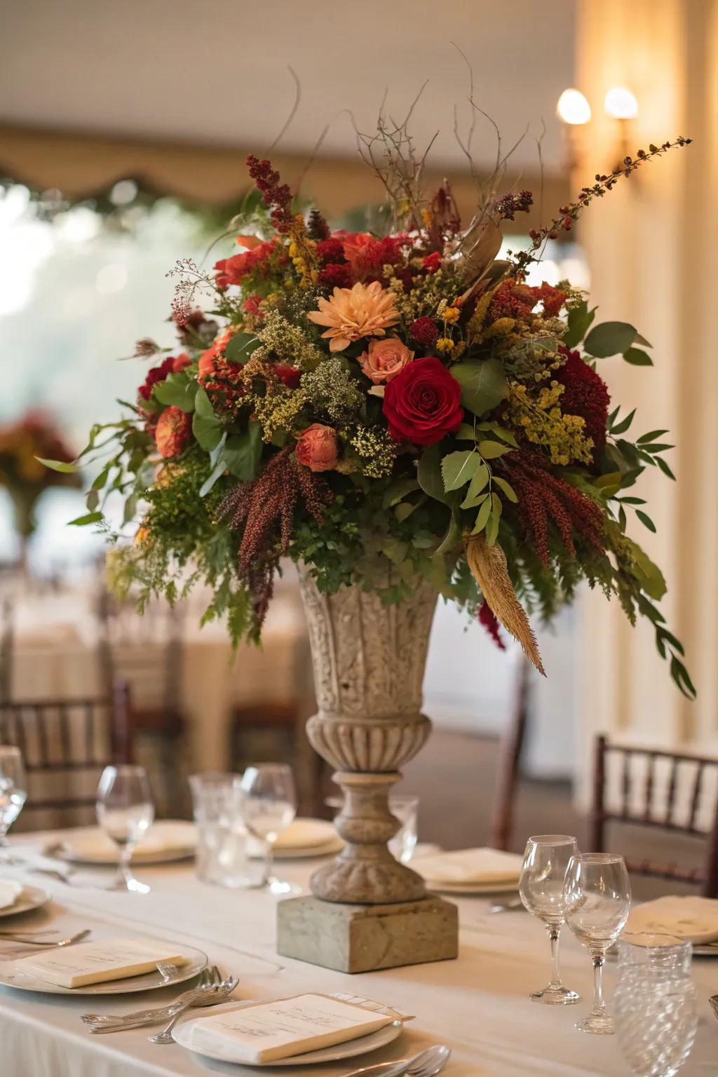 A stunning centerpiece that seizes attention and establishes a welcoming and pleasant dining atmosphere.