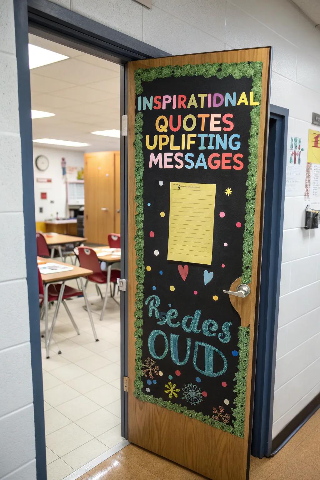 Entryway featuring motivational quotes to uplift students.
