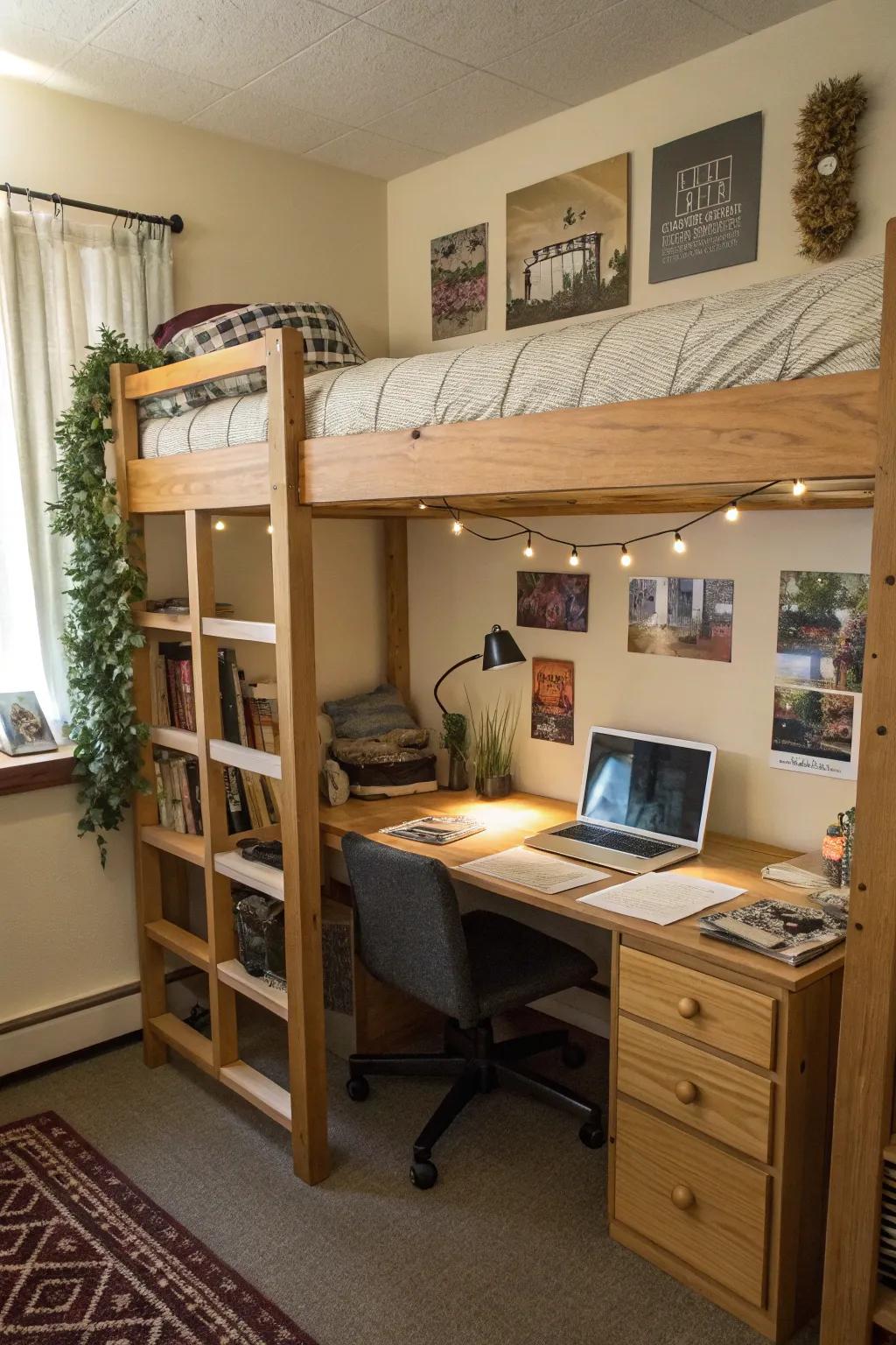 Vertical beds boost space and enhance utility in dorm settings.
