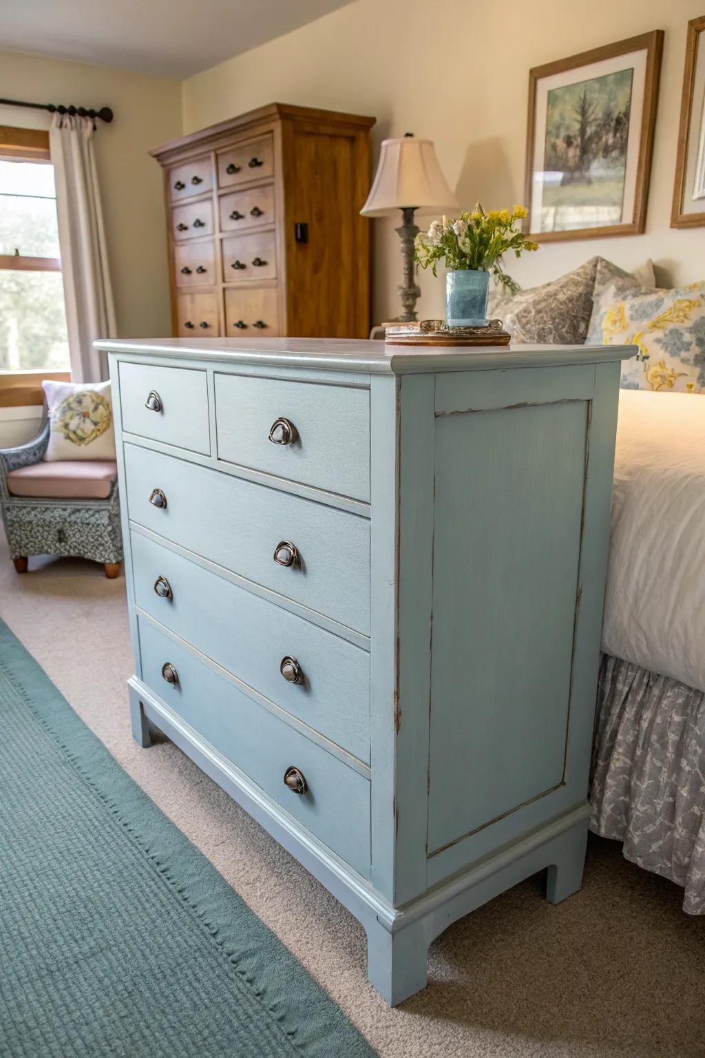 Let the timeless appeal of chalk paint revitalize your living area, where classic charm converges with modern simplicity.
