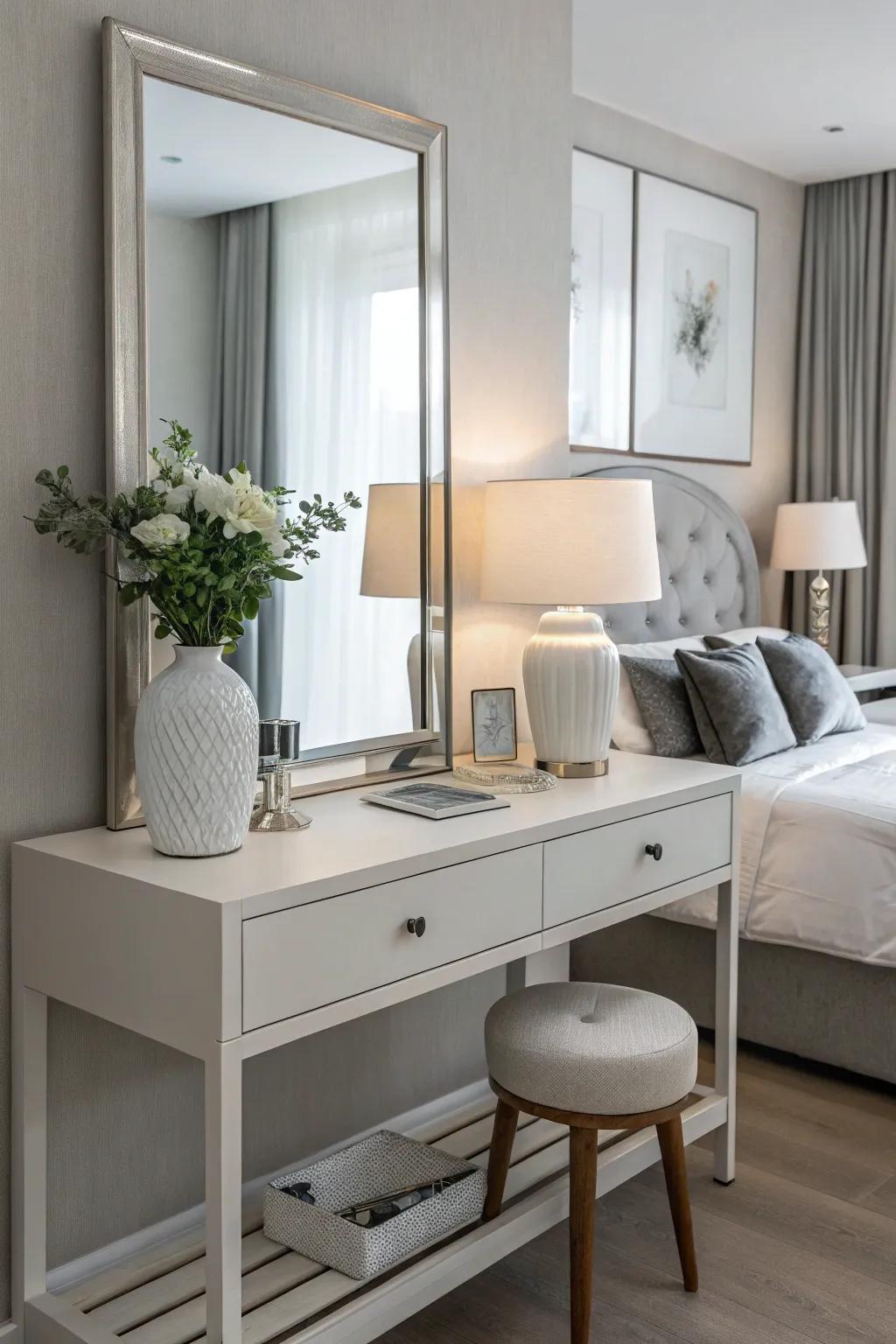Appreciate the elegance of minimalism for a peaceful dressing space.