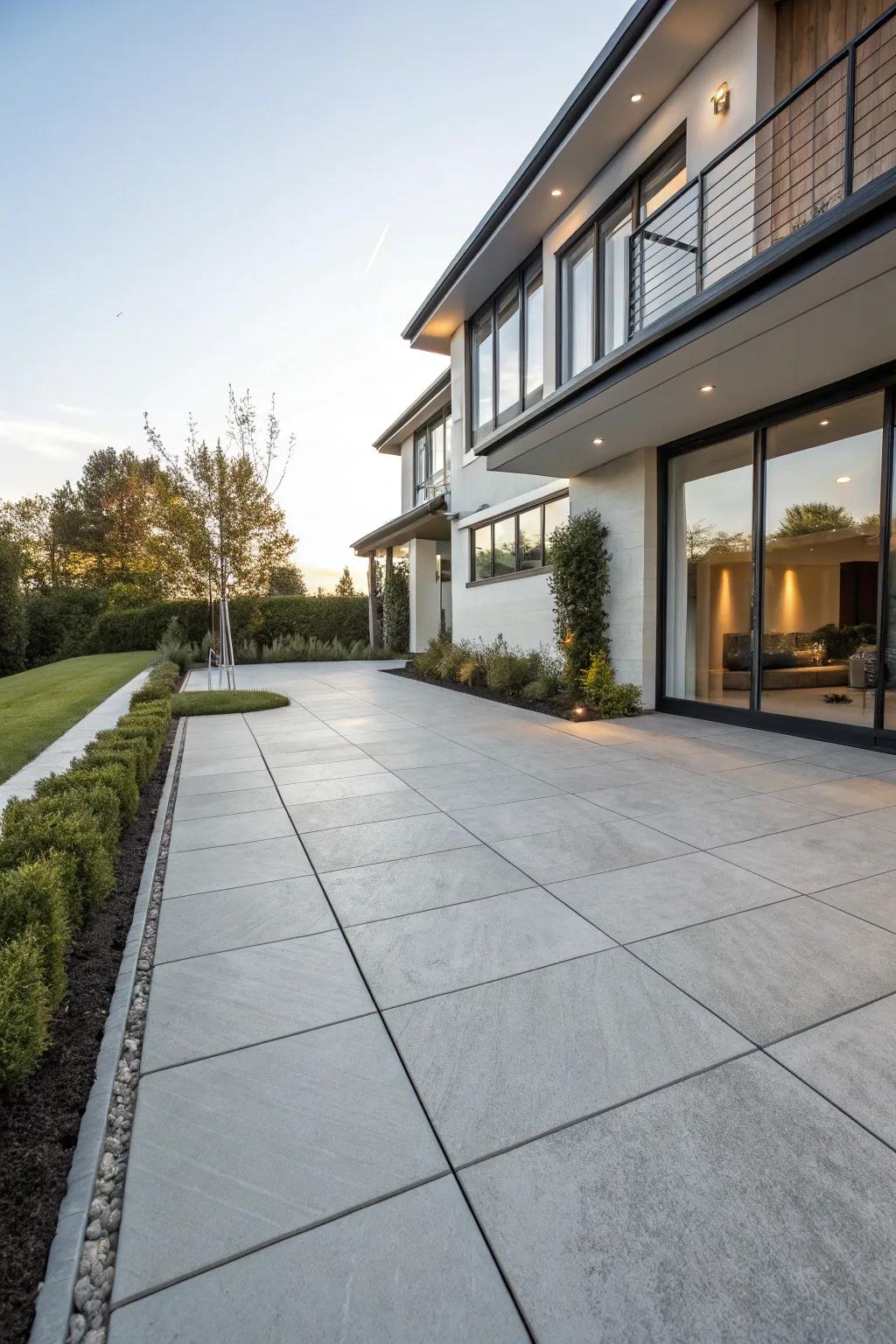 Showcase modern minimalism with large tiles.