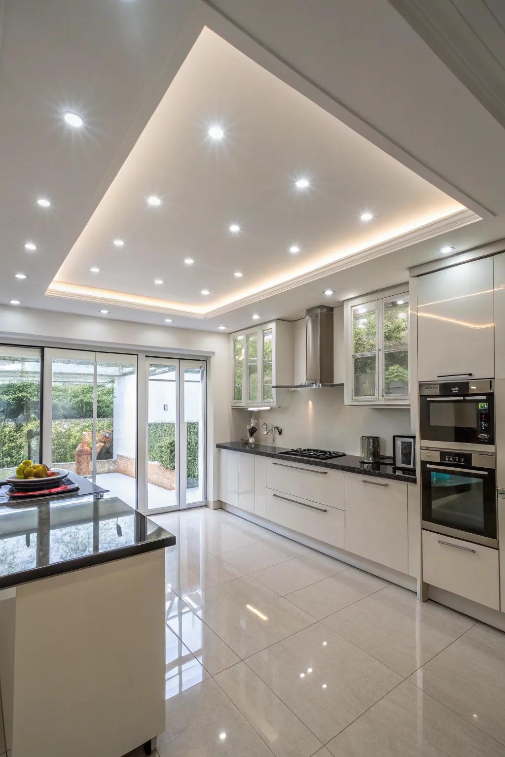 Recessed lighting provides a clean aesthetic in any culinary space.