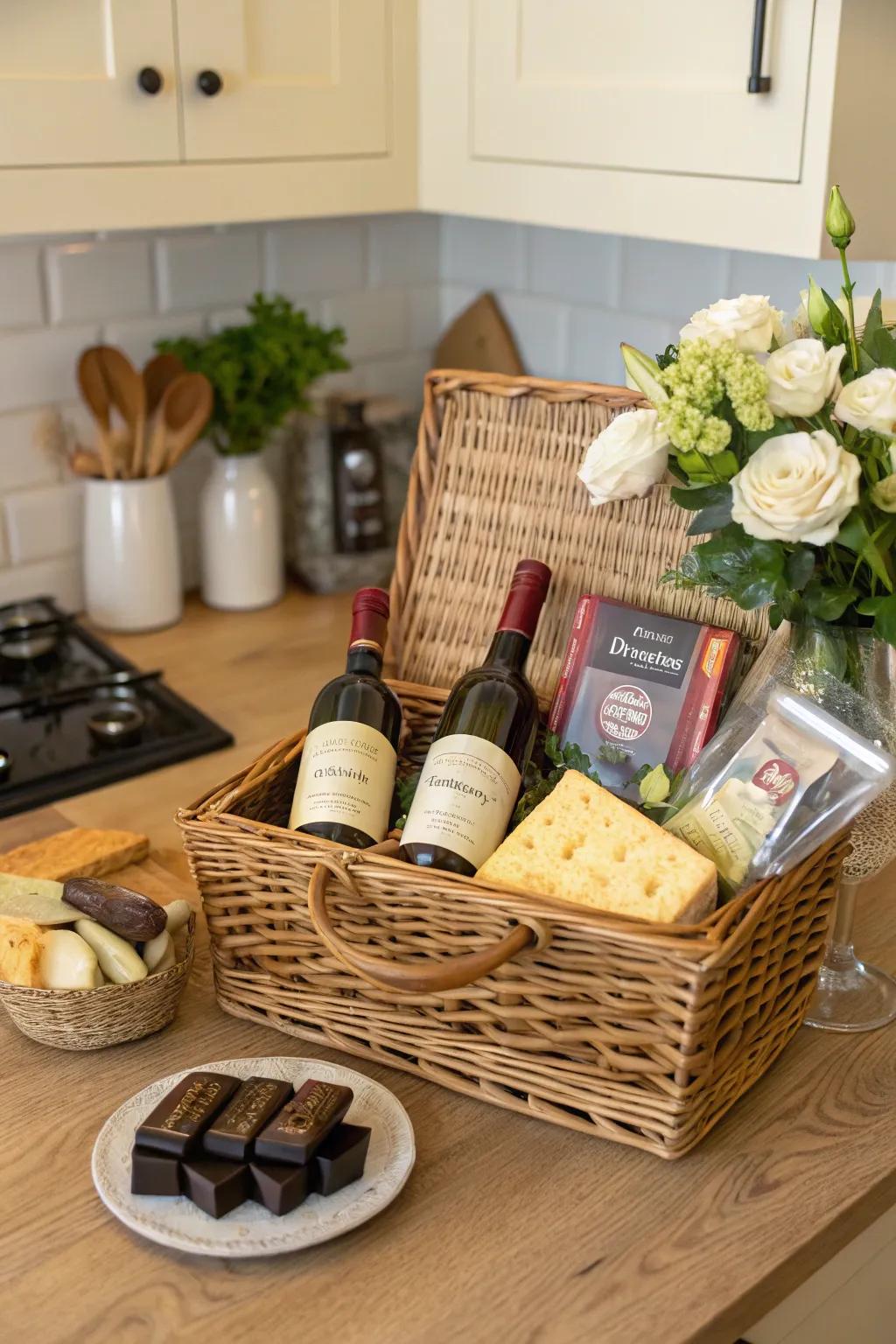 Enjoy a gourmet basket overflowing with amazing treats.