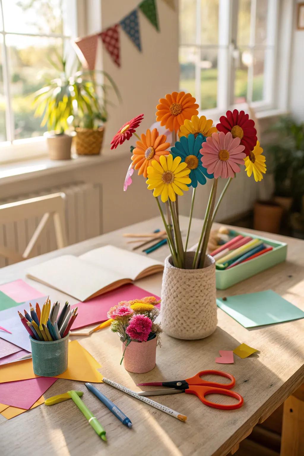 Paper blossoms serve as a delightful handmade venture, brightening any setting.