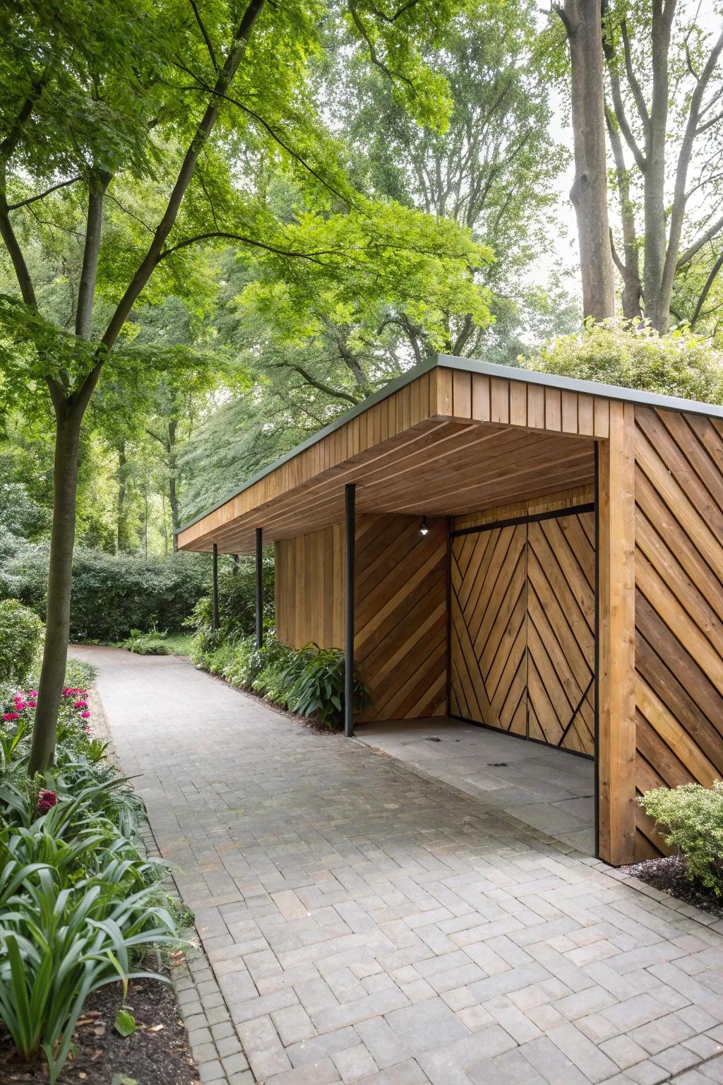 Wood accents infuse your carport with a sense of warmth and refinement.