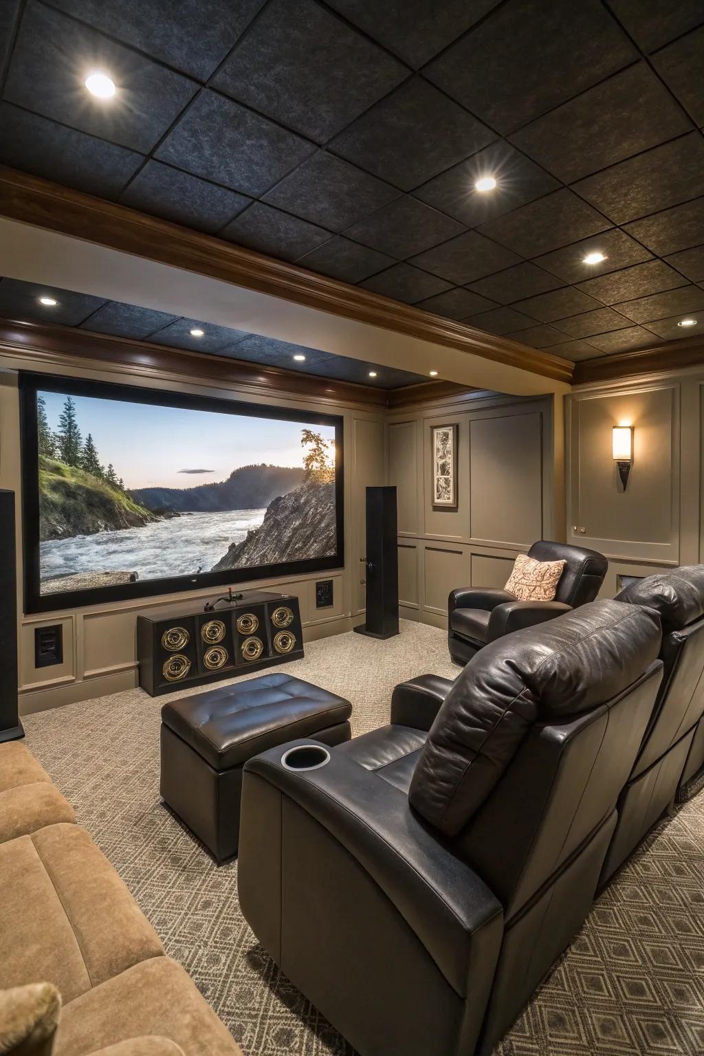 Lose yourself in film experiences with a home theater arranged for peak relaxation.