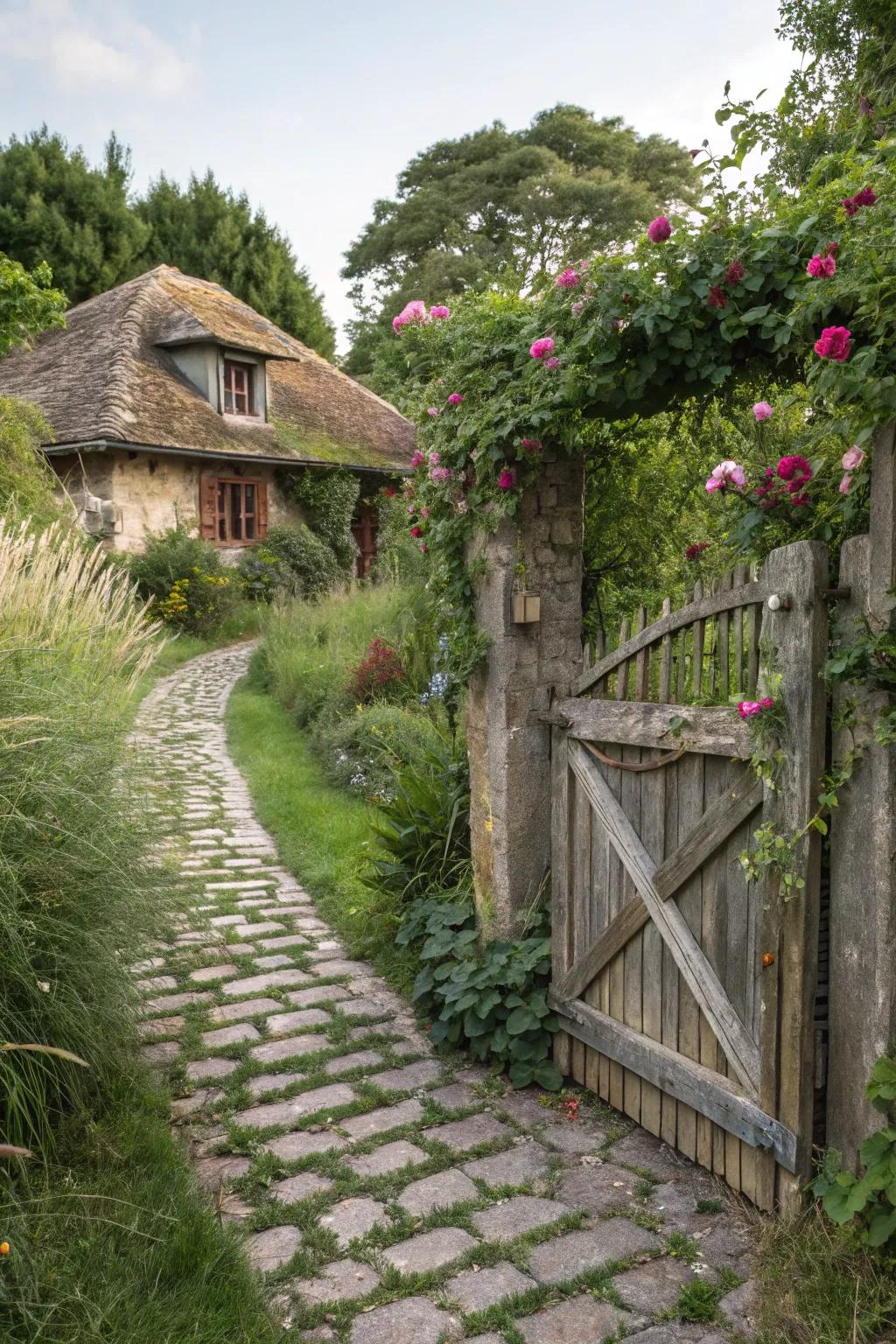 A cozy timber gate that warmly greets visitors.