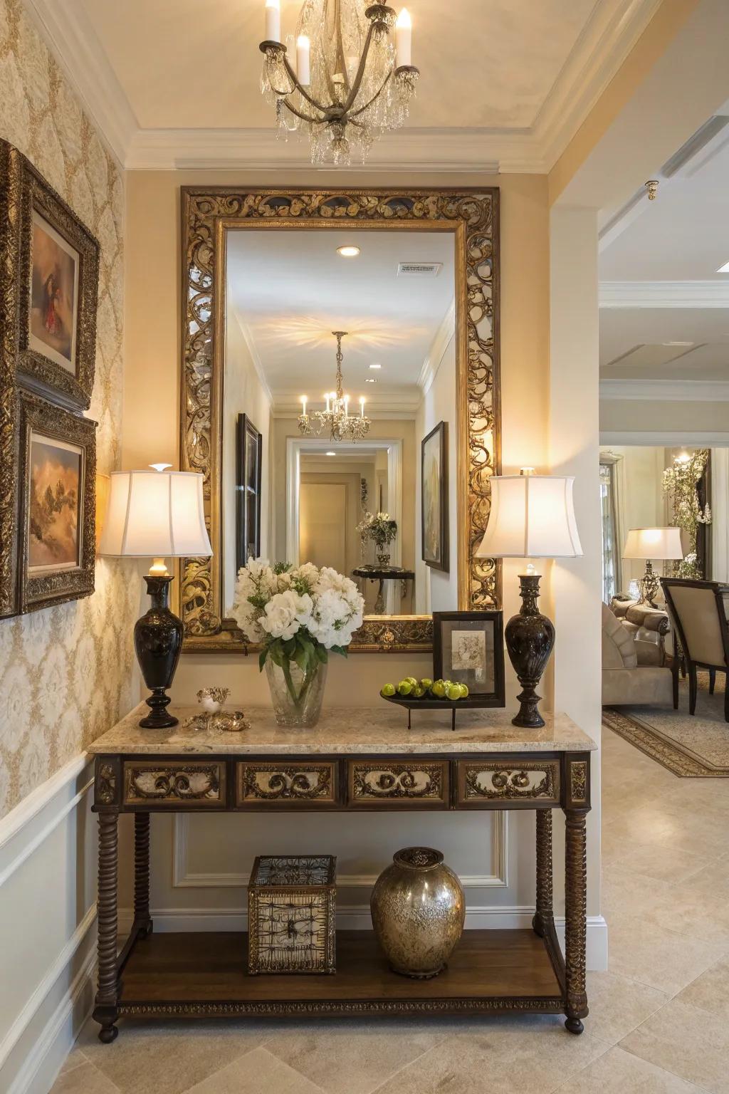 Mirrors bring an element of sophistication and expand the perceived space.