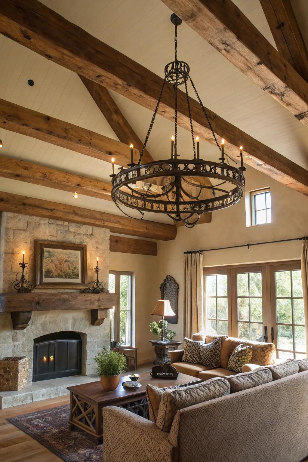 Rustic appeal meets elegance with a classic iron suspension light.