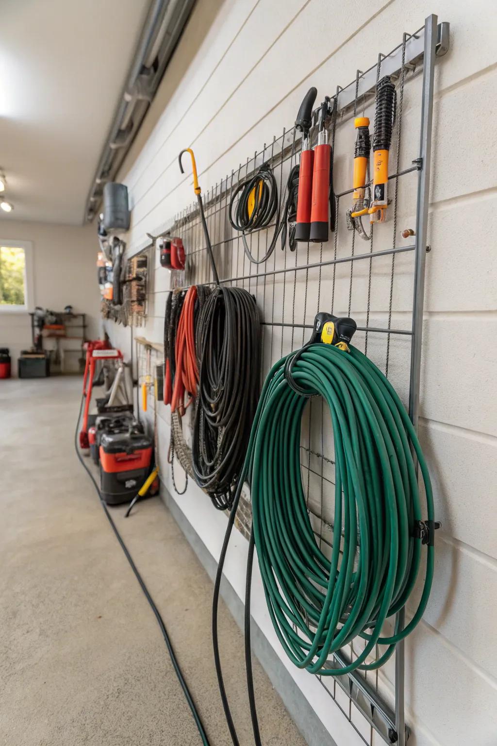 Employ wall-mounted racks to achieve organized and accessible lead storage.