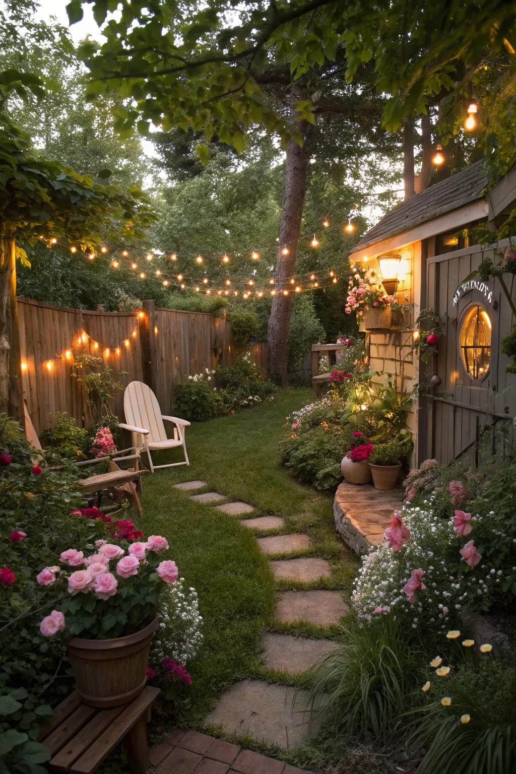 Establish the perfect atmosphere for your fairy party with a captivating garden setting.