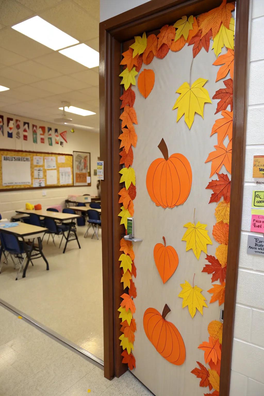 A welcoming gourd display door to inaugurate the fall period.