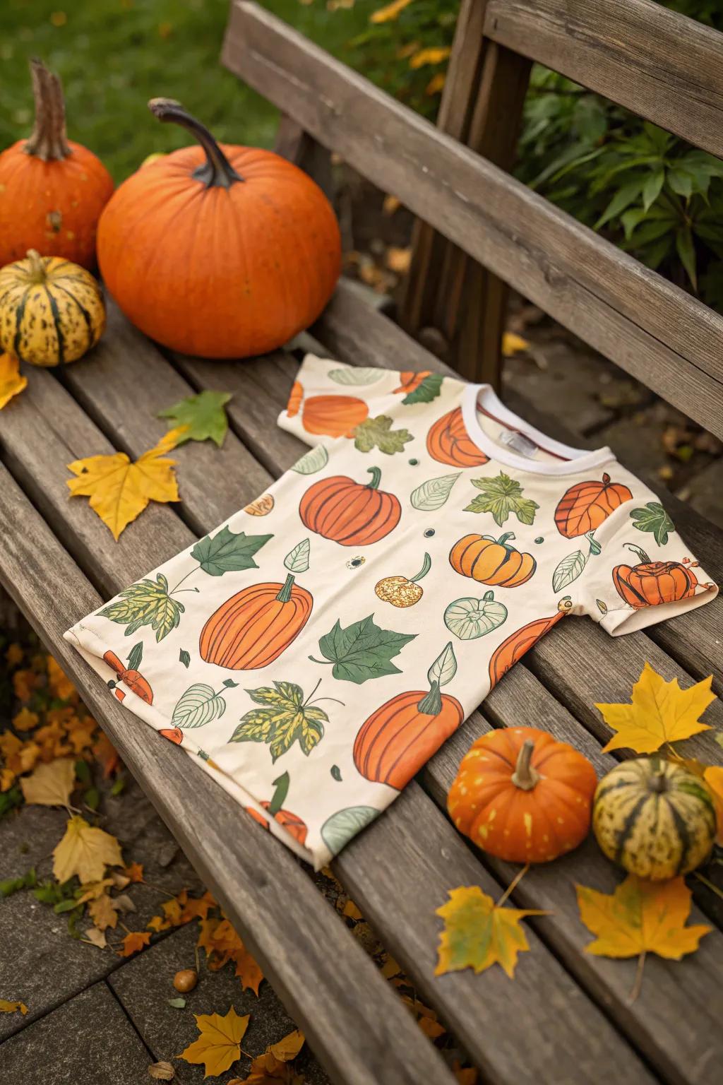 A quintessential themed graphic shirt, ideal for joyous fall excursions.
