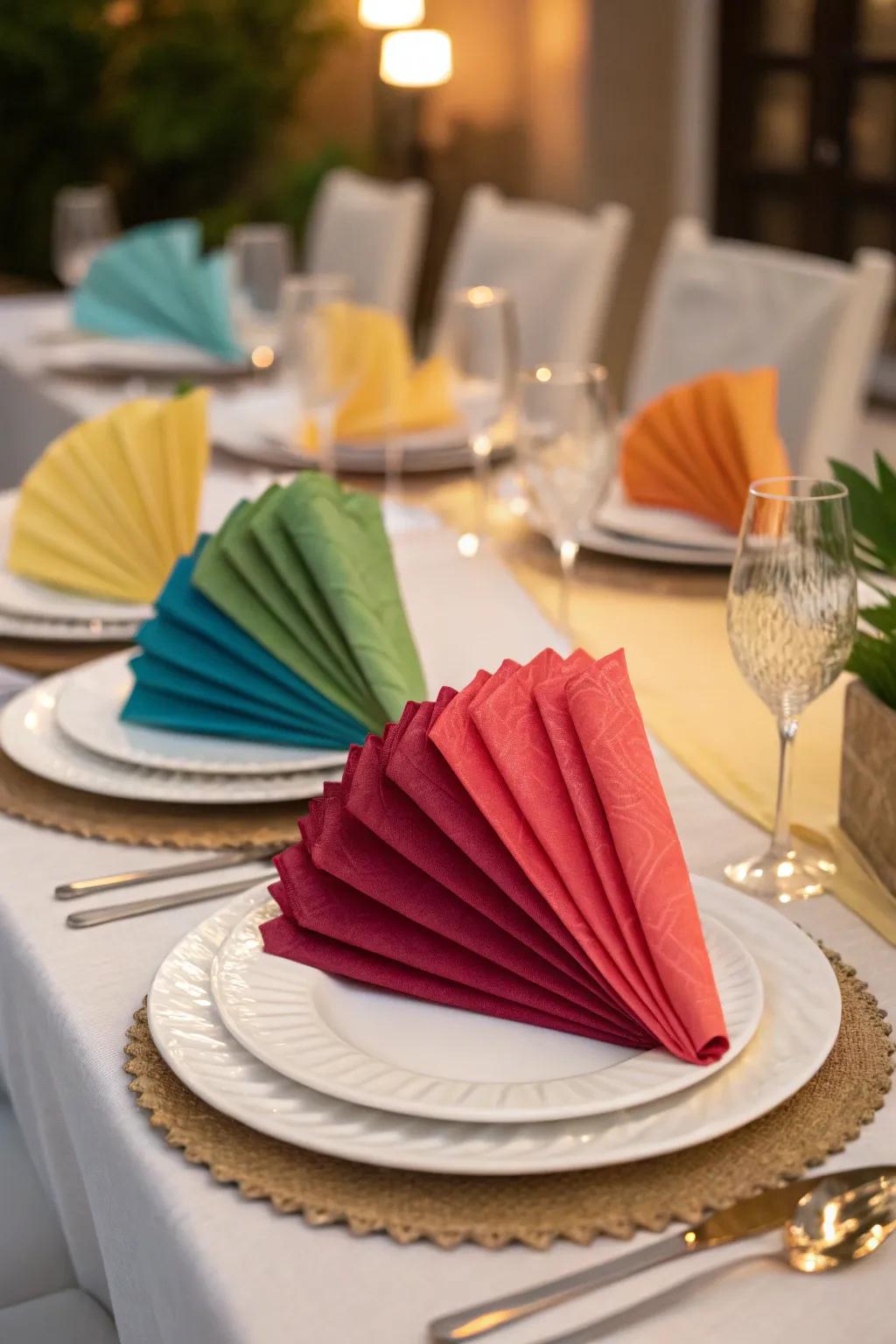 The classic fan fold provides beauty for any event.